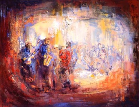 Playing the blues, olieverfschilderij, 100 cm-130 cm