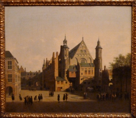 zelfs het Haagse Binnenhof hangt er, geschilderd door Berckheyde (1638-1698)